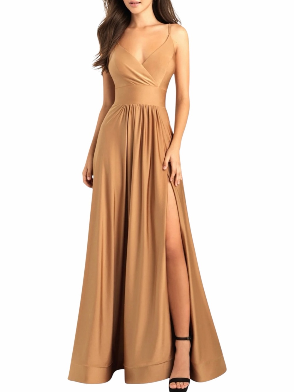 Madison James Bronze Formal Gown with Thigh- High Slit Size 2